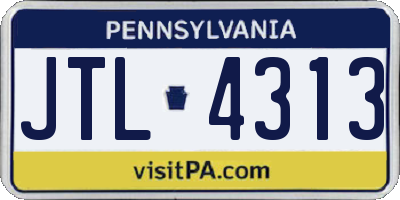 PA license plate JTL4313