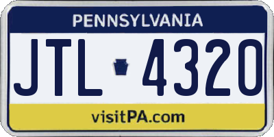 PA license plate JTL4320