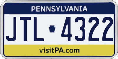 PA license plate JTL4322