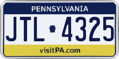 PA license plate JTL4325