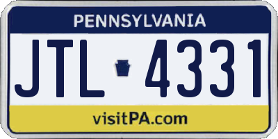 PA license plate JTL4331