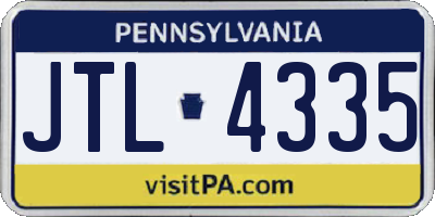 PA license plate JTL4335