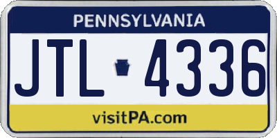PA license plate JTL4336