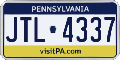 PA license plate JTL4337