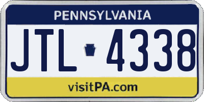 PA license plate JTL4338