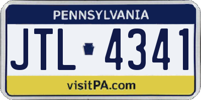 PA license plate JTL4341