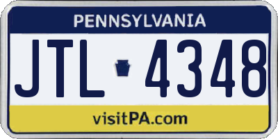 PA license plate JTL4348