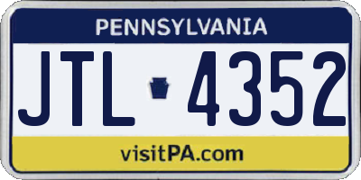PA license plate JTL4352