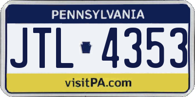 PA license plate JTL4353