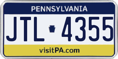 PA license plate JTL4355