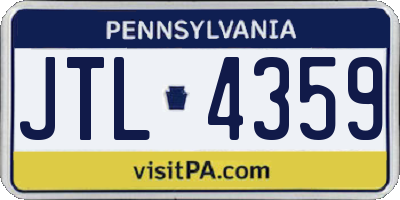 PA license plate JTL4359