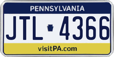 PA license plate JTL4366