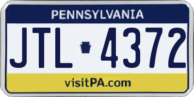 PA license plate JTL4372
