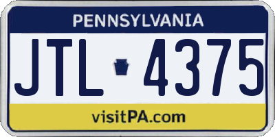 PA license plate JTL4375