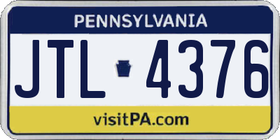 PA license plate JTL4376