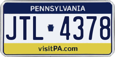PA license plate JTL4378