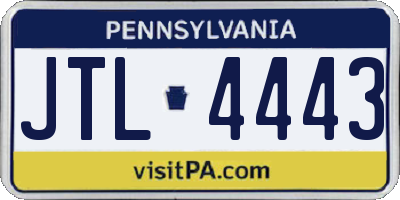 PA license plate JTL4443