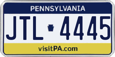 PA license plate JTL4445
