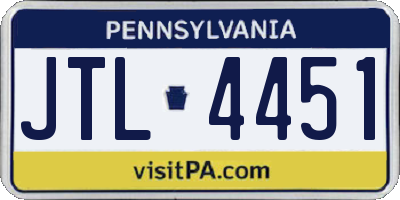 PA license plate JTL4451