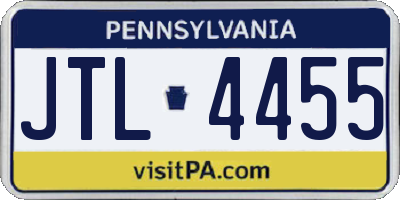 PA license plate JTL4455