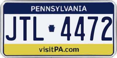 PA license plate JTL4472