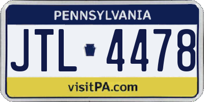 PA license plate JTL4478