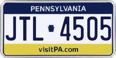 PA license plate JTL4505
