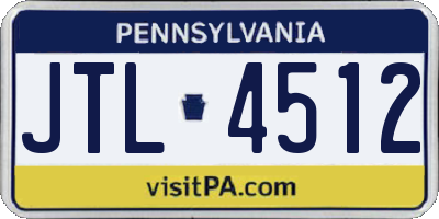 PA license plate JTL4512
