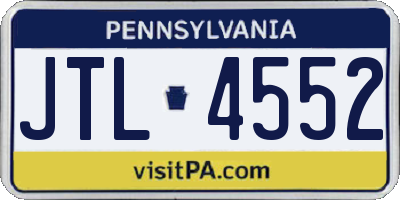 PA license plate JTL4552