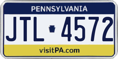 PA license plate JTL4572