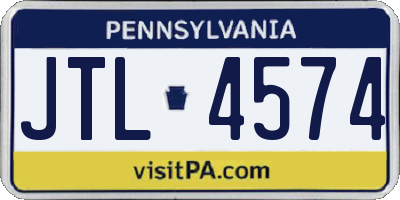 PA license plate JTL4574