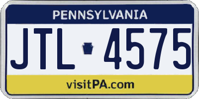 PA license plate JTL4575
