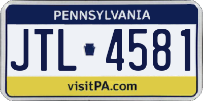 PA license plate JTL4581
