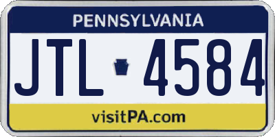 PA license plate JTL4584