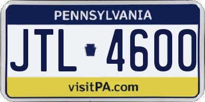 PA license plate JTL4600