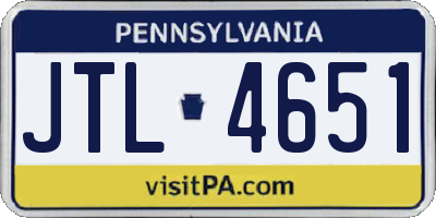 PA license plate JTL4651