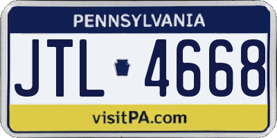 PA license plate JTL4668