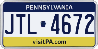 PA license plate JTL4672