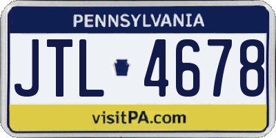 PA license plate JTL4678