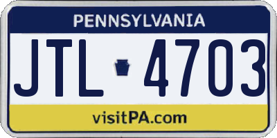 PA license plate JTL4703