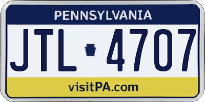 PA license plate JTL4707