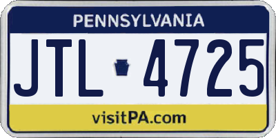 PA license plate JTL4725