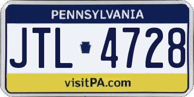 PA license plate JTL4728