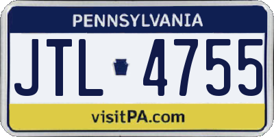 PA license plate JTL4755