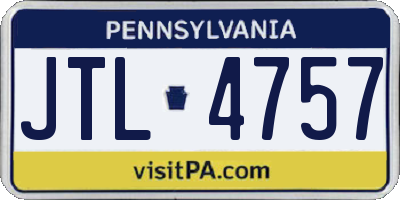 PA license plate JTL4757