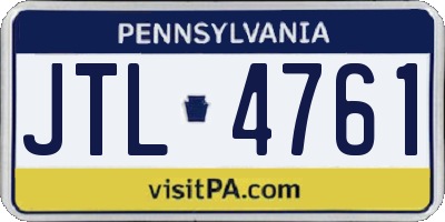 PA license plate JTL4761