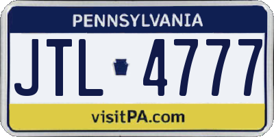 PA license plate JTL4777