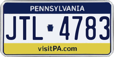 PA license plate JTL4783
