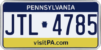 PA license plate JTL4785