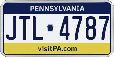 PA license plate JTL4787